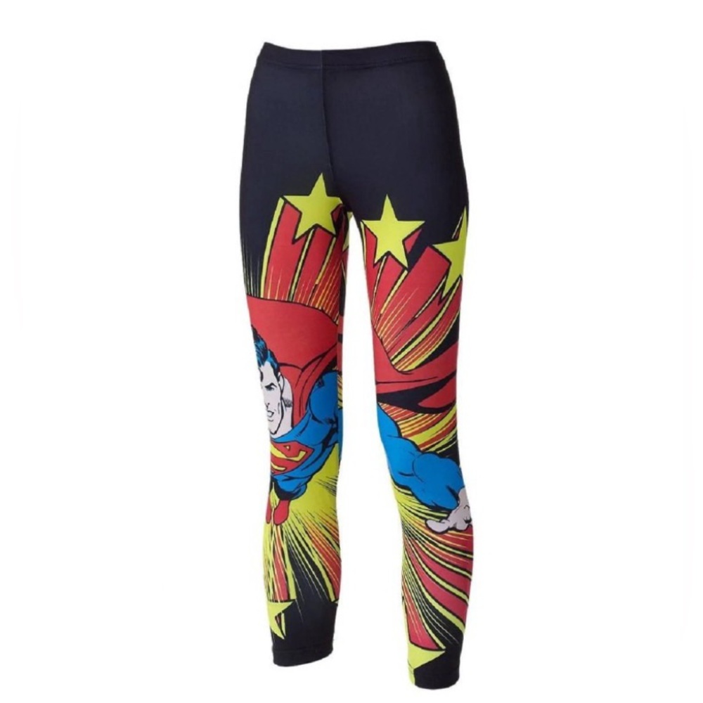 DC Comics Superman Graphic High Waisted Yoga Running Workout Leggings Size S